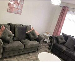 Brand new high quality Italian plush grey velvet 3+2 suite of furniture