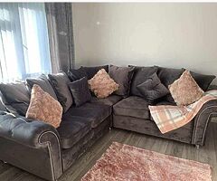 Brand new high quality Italian plush grey velvet corner sofa