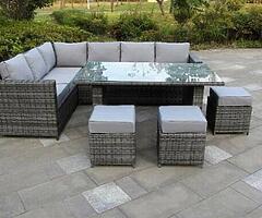 10 SEATER CORNER GARDEN RATTAN FURNITURE SET + DINING TABLE - Brand New - DELIVERY 