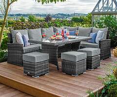 10 SEATER CORNER GARDEN RATTAN FURNITURE SET + DINING TABLE - Brand New - DELIVERY 
