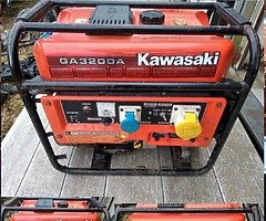 2 generators 11kva kubota super silent very low hours,  kawasaki generator GA3200A