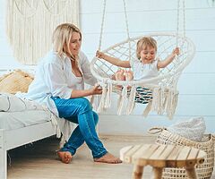 MACRAME SWING CHAIR + CUSHIONS / DELIVERY 