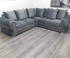 Brand new high quality italian plush grey velvet corner sofa