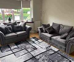 Brand new high quality italian plush grey velvet 3+2 suite of furniture