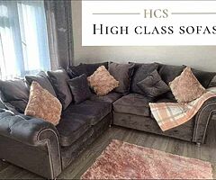 Brand new high quality italian plush grey velvet corner sofa