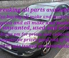 Toyota Corolla for breaking also buying all make and models of unwanted and scrap vehicles