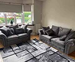 Brand new high quality italian plush grey velvet 3+2 suite of furniture