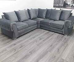 Brand new high quality italian plush grey velvet corner sofa