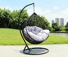 EGG RATTAN SWING CHAIR + XXL CUSHIONS - Brand New - DELIVERY 