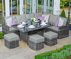 10 SEATER CORNER RATTAN GARDEN FURNITURE SET - Delivery 