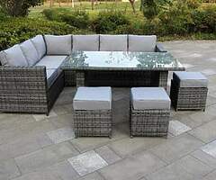 10 SEATER CORNER RATTAN GARDEN FURNITURE SET - Delivery 