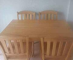 Oak table and four chairs