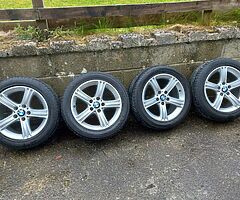 Bmw 17inch genuine alloy wheels with good tyres for sale