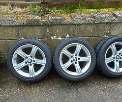 Bmw 17inch genuine alloy wheels with good tyres for sale