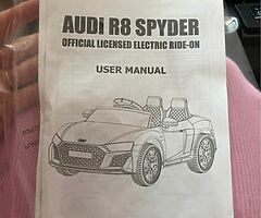 Licensed Black Audi R8 Spyder Battery Ride On Car - Image 8/9