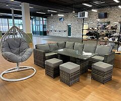 10 SEATER GARDEN RATTAN FURNITURE SET + DINING TABLE — DELIVERY 