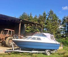 Boat sea m river 70 hrs engine with trailer