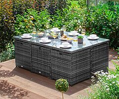CUBE GARDEN RATTAN FURNITURE - 10 SEATER 