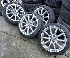 Audi vw 17inch 5x100 genuine alloy wheels with good tyres for sale
