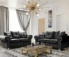 Brand new high quality Italian plush grey velvet 3+2 suite of furniture