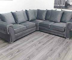 Brand new high quality Italian plush grey velvet corner sofa