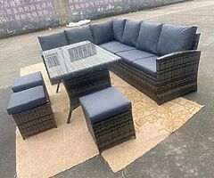 10 SEATER CORNER GARDEN RATTAN FURNITURE SET + DINING TABLE - DELIVERY 