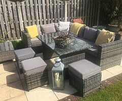 9 SEATER CORNER GARDEN RATTAN FURNITURE SET + DINING TABLE / DELIVERY 
