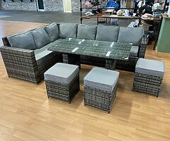 10 SEATER CORNER GARDEN RATTAN FURNITURE SET + DINING TABLE - DELIVERY 