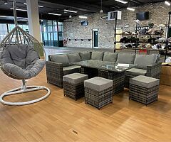 10 SEATER CORNER GARDEN RATTAN FURNITURE SET + DINING TABLE - DELIVERY 