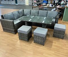 10 SEATER CORNER GARDEN RATTAN FURNITURE SET + DINING TABLE - DELIVERY 