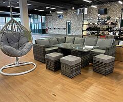 10 SEATER CORNER GARDEN RATTAN FURNITURE SET + DINING TABLE - DELIVERY 