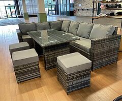 10 SEATER CORNER GARDEN RATTAN FURNITURE SET + DINING TABLE - DELIVERY 