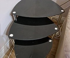 Slate mirror and nest of glass tables
