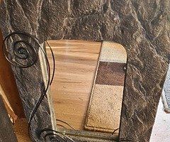 Slate mirror and nest of glass tables
