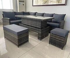 GARDEN RATTAN SET - 10 SEATER - Adjustable Heights Table - FREE FAST DELIVERY 