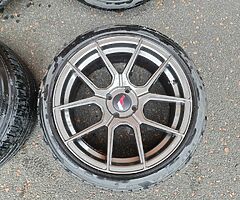 Japan Racing JR30 17 Inch 4x100 Alloy Wheels + Bridgestone 205 45 17 Tyres & Spigot Rings - Image 6/8