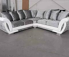 Brand new high quality Italian crushed velvet corner sofa