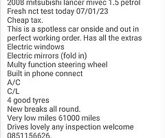 Mitsubishi lancer 2008 low kms - Image 5/7