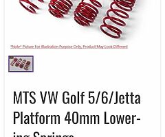 MTS Mk6 golf 40mm lowering springs
