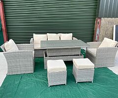 7 SEATER GARDEN RATTAN SOFA SET + RISING DINING TABLE - DELIVERY  - Image 3/3