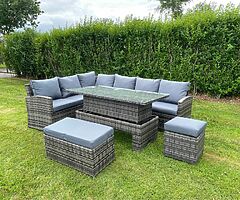 9 Seater Corner Garden Set + Rising Dining Table - DELIVERY 