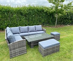 9 Seater Corner Garden Set + Rising Dining Table - DELIVERY 