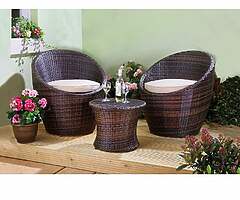 RATTAN EGG SET - Round Table & 2 Chairs - DELIVERY 