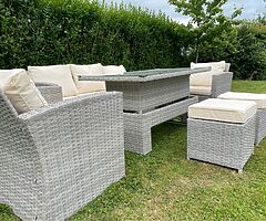 GARDEN RATTAN SOFA SET & RISING TABLE - DELIVERY 