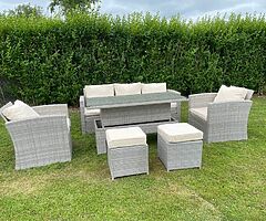 GARDEN RATTAN SOFA SET & RISING TABLE - DELIVERY 