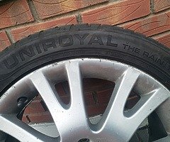 Tyres with alu wheels.