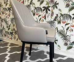LUXURY LEATHER GREY DINING CHAIRS - DELIVERY 