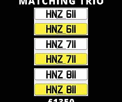 Matching set of 3 dateless vehicle Regs in sequence 