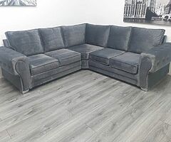 Brand new high quality Italian plush grey velvet corner sofa