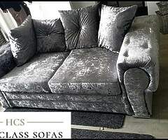 Brand new high quality Italian crushed velvet 3+2 suite of furniture